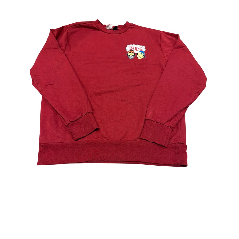 Cheech & Chong Buds Graphic Sweatshirt Mens Large Red Crewneck Fleece Pullover